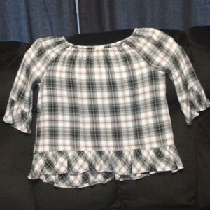 🖤🤍🩷PLAID TOP WITH 3/4 SLEEVES🖤🤍🩷